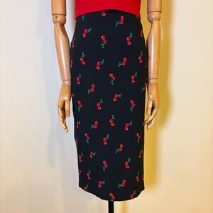 🍒 7th Avenue New York & Company Cherry Print Pencil Skirt - Size L